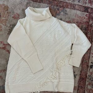 Chico's Cream Textured Turtleneck Sweater